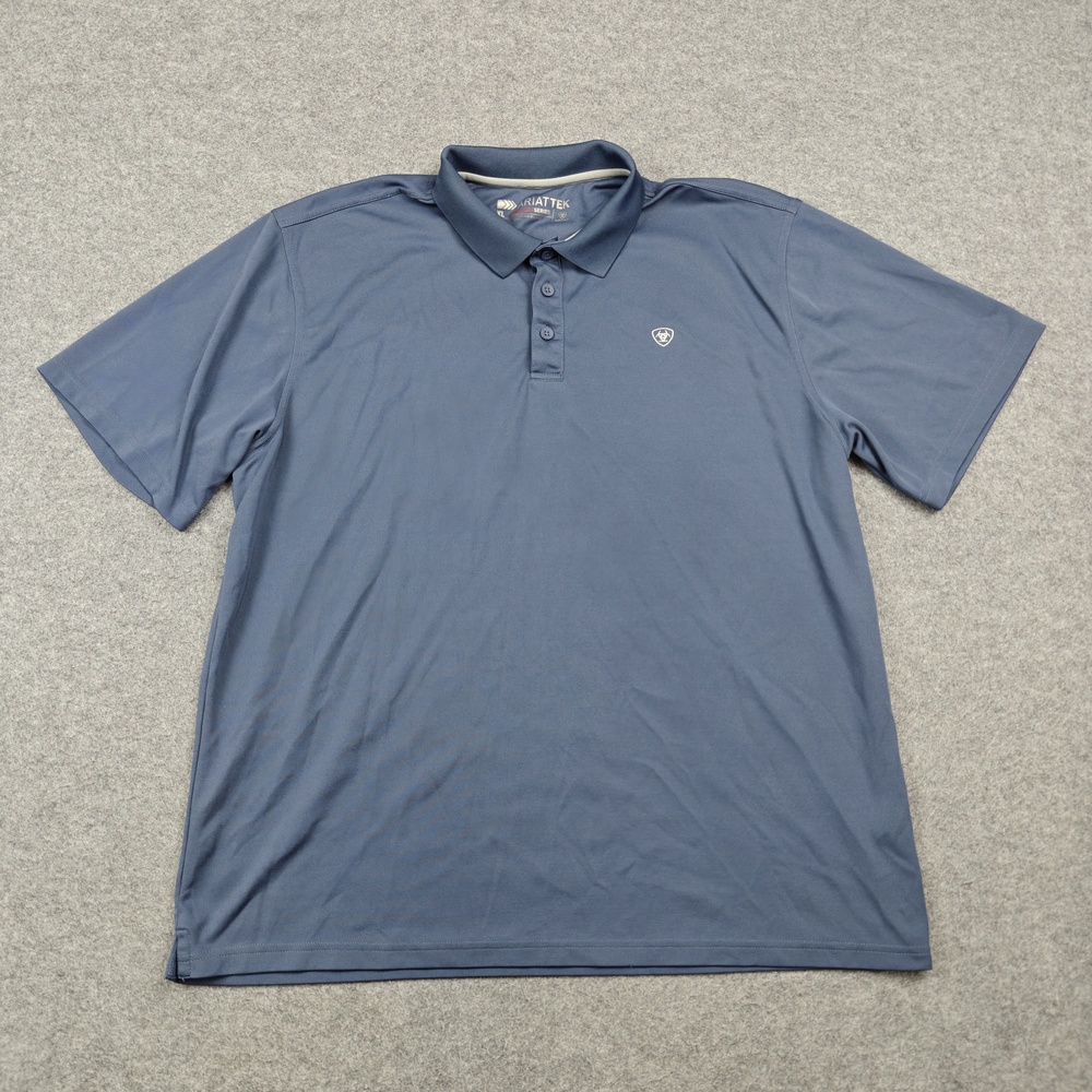 Ariat ARIATTEK Polo Shirt Mens XL Blue HeatSeries 100% Polyester Tech Golf
